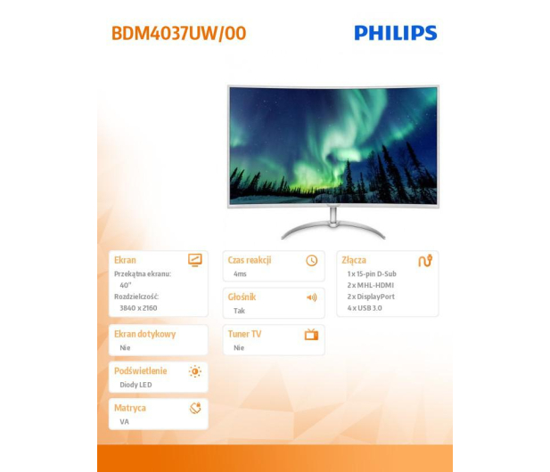 PHILIPS 40'' BDM4037UW/00  Srebrny - 346889 - zdjęcie 5